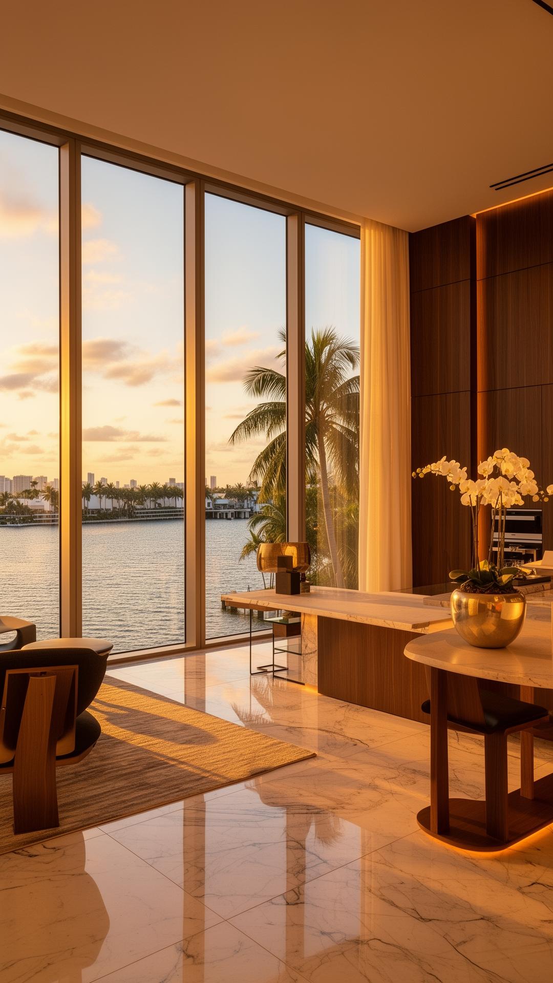 Interior de condominio de lujo frente al mar en Florida